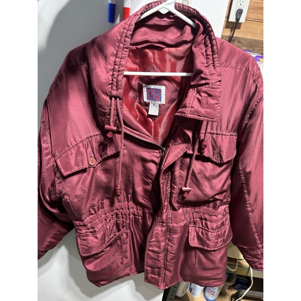 VTG One Eight Hundred Men's Burgundy Coat 100%‎ Silk Size S